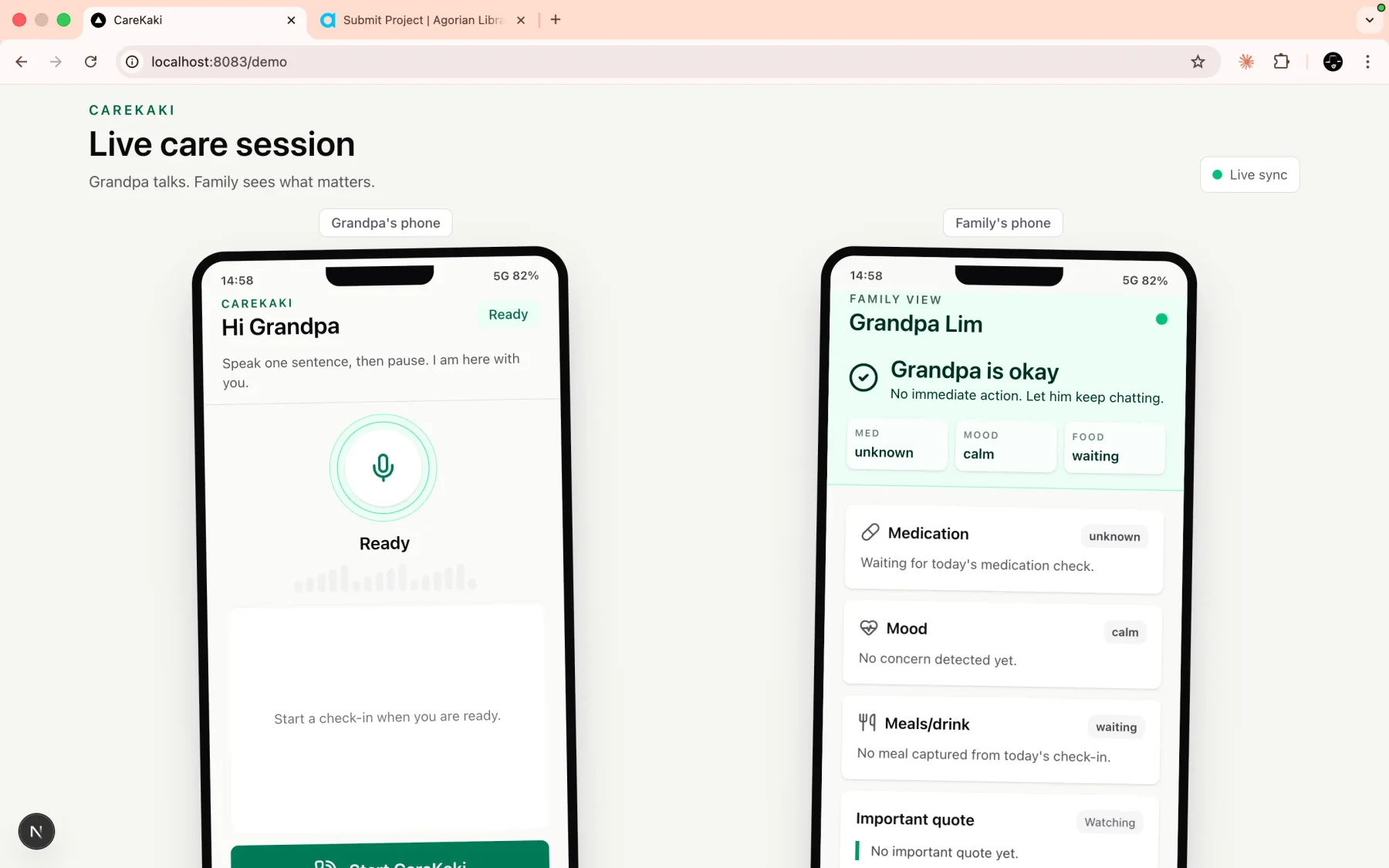 CareKaki — product screen 2.