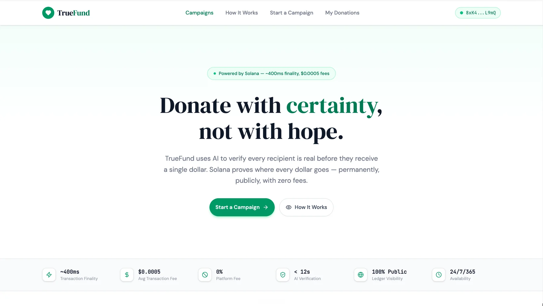 TrueFund — product screen 1.